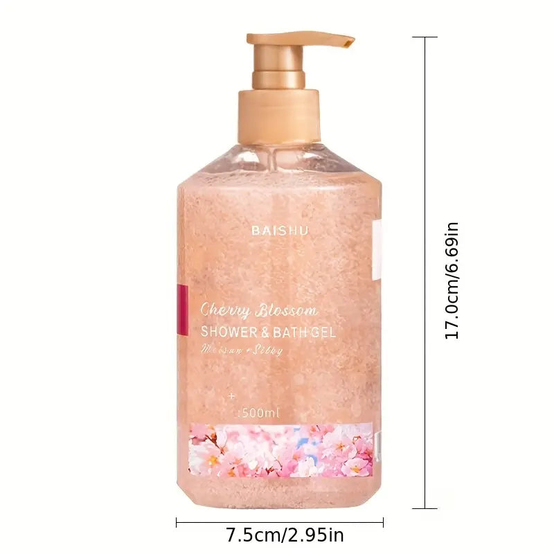 500ml Large Capacity Cherry Blossom Petal Body Shower Gel - Moisturizing Formula