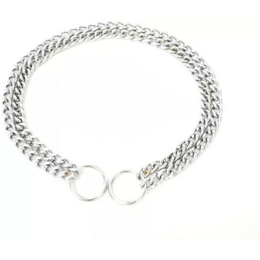 Heavy Duty Double Choke Dog Collar – Strong Metal Chain for Training & Control (21.5 in )