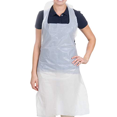 100x Disposable White Plastic Aprons for Adults β Waterproof, 70x120cm, 10 Microns