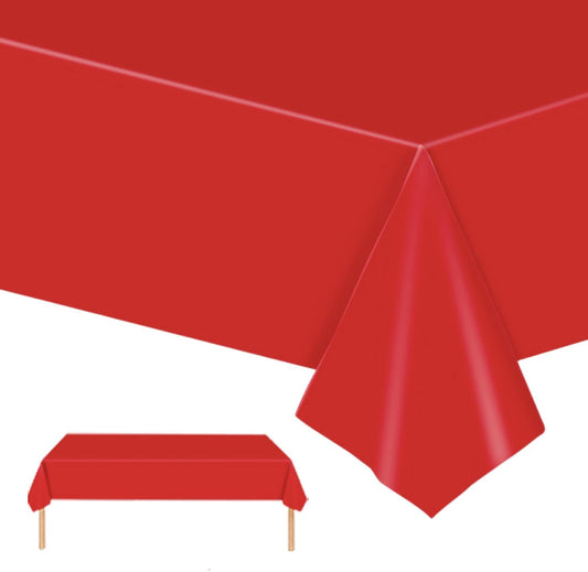 POPOYU Red TableCloth Table Covers 54 x 108 Inch Rectangle Party Tablecloth Red Plastic Table Cloths for Tables Indoor or Outdoor Birthday Party, Wedding, Reception, Baby Showers