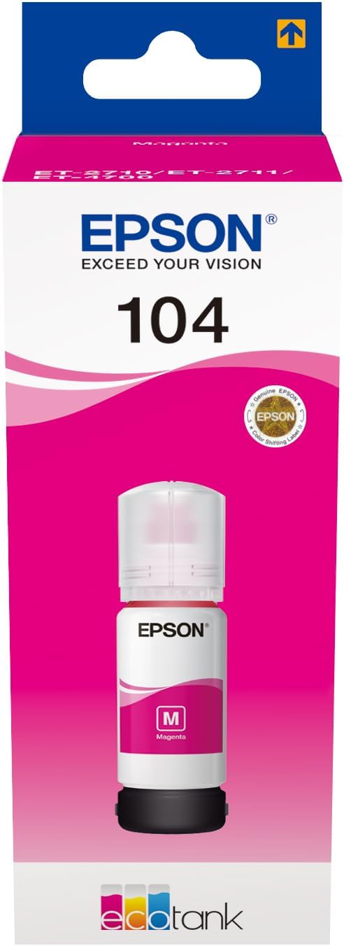 Epson EcoTank 104 Black Ink Bottle – Genuine Refill Ink (Pack of 2) for EcoTank Printers