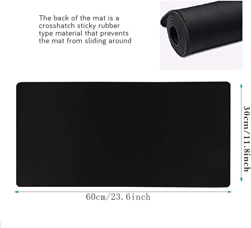 Large Gaming Mouse Pad 600x300mm – XL Desk Mat, Non-Slip Rubber Base, Black