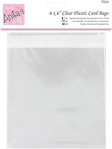 Anita's Card Bag, 167 x 167mm, Clear, Pack of 50, Plastic Bag, Card Protection Bag, for Home, Art, Craft, Cardmaking