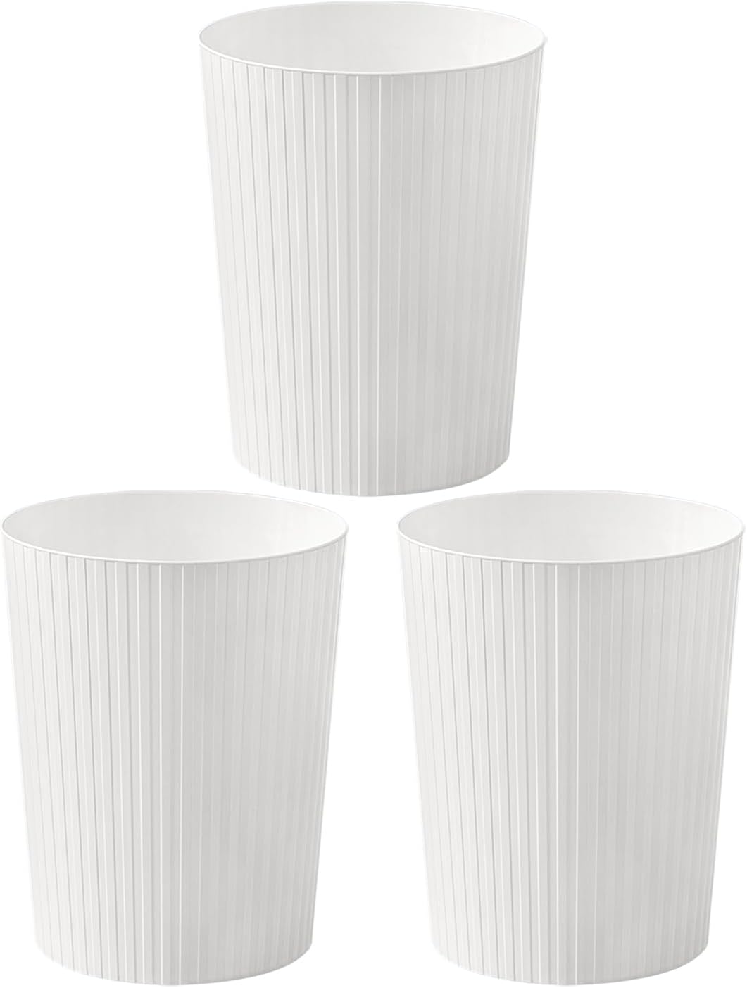 Set of 3 | 7.2L White Plastic Trash Bins for Kitchen, Bedroom & Office โ Open Top