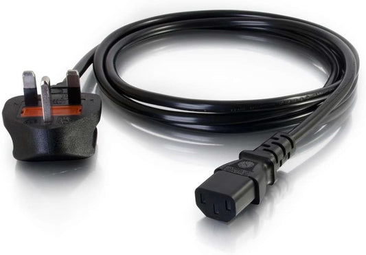 C2G 2M UK Power Cable – Kettle Lead Cord (IEC C13 to BS1363), 6FT, Black