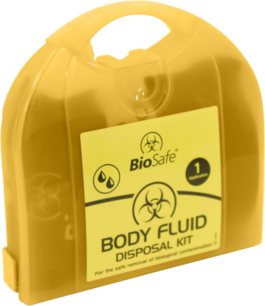 Bodily Fluid Clean Up Kit – 1 Use Spill Kit with Yellow Case for Safe Disposal