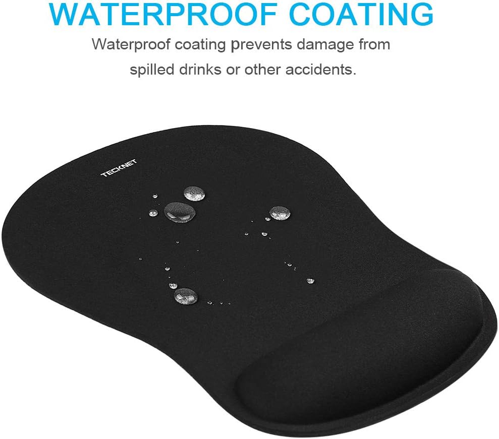 TECKNET Ergonomic Mouse Pad with Memory Foam Wrist Support – Non-Slip & Waterproof