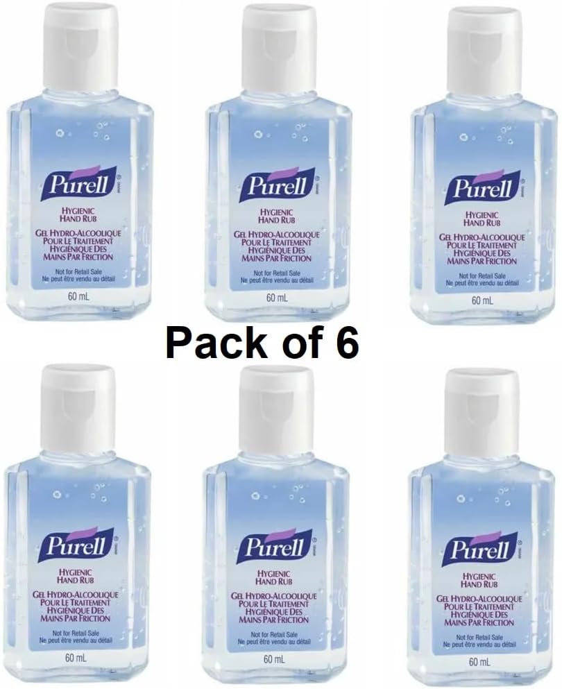 Hand Sanitizer Gel 60mL β Pack of 6 β Pocket Size, Travel-Friendly, Kills 99.9% Germs