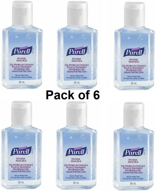 Hand Sanitizer Gel 60mL – Pack of 6 – Pocket Size, Travel-Friendly, Kills 99.9% Germs