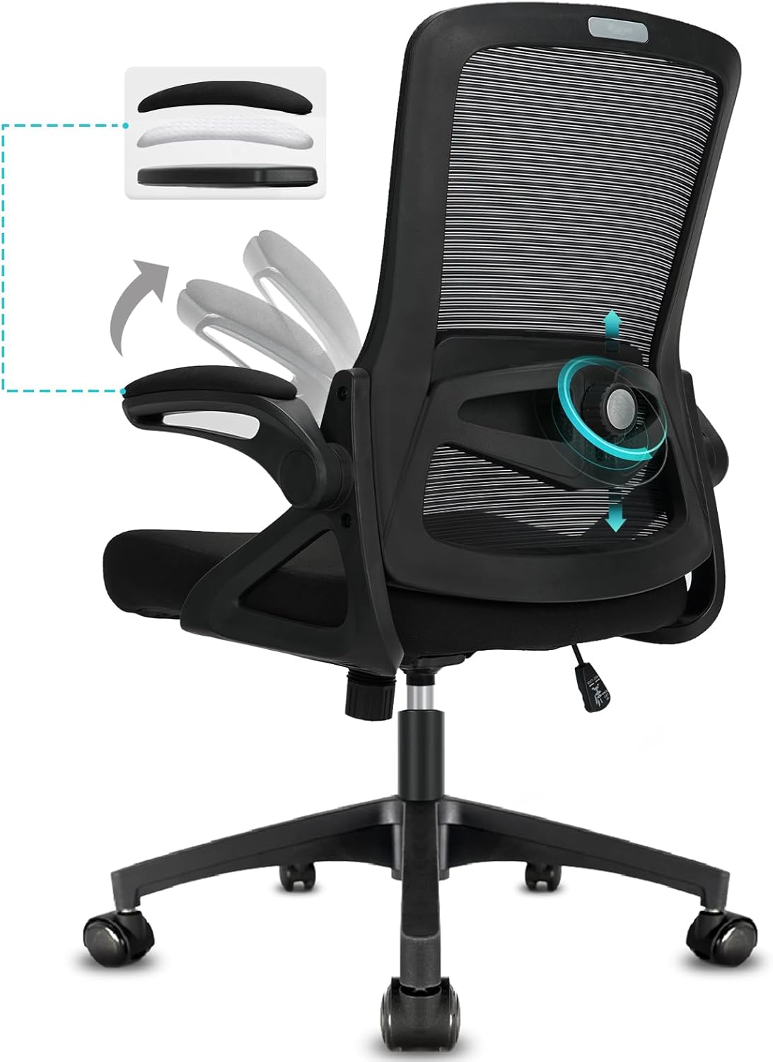 Ergonomic Office Chair with Lumbar Support & Flip-Up Arms – Adjustable Height