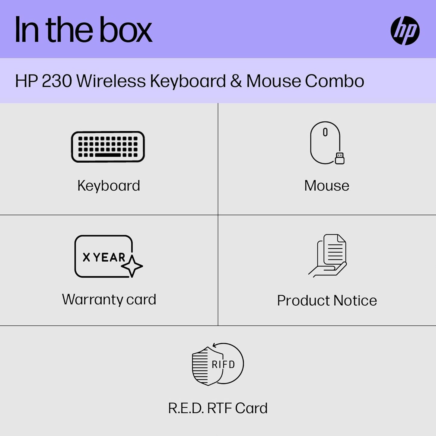 HP 230 Wireless Keyboard & Mouse Combo – 2.4GHz, 1600 DPI, Long Battery Life