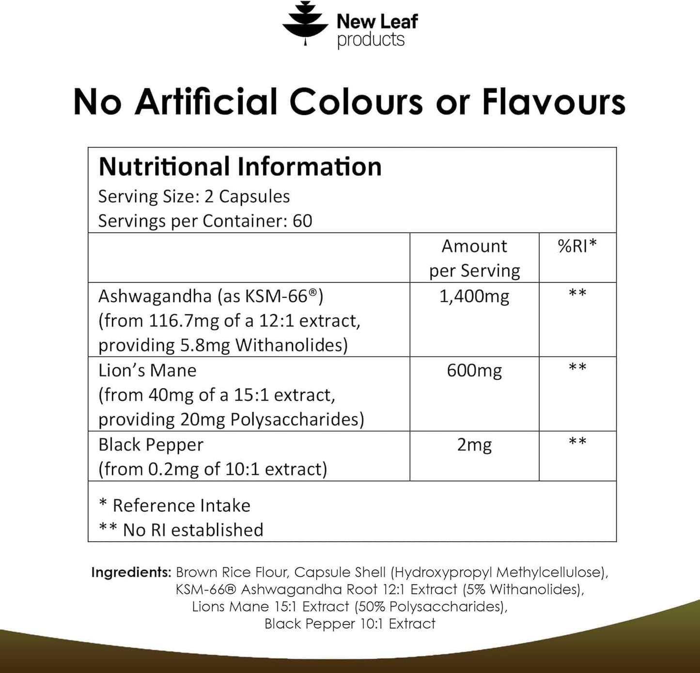 Ashwagandha KSM-66 & Lionโs Mane 2000mg โ 120 Vegan Capsules with Black Pepper