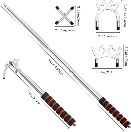 TIHOOK 4 Pcs Billards Cue Stick Bridge, Retractable Billiards Cue with 3 Pcs Removable Brass Bridge Head, Snooker Pool Cue Accessories, Pool Table Accessories for Pool Table (Silver)