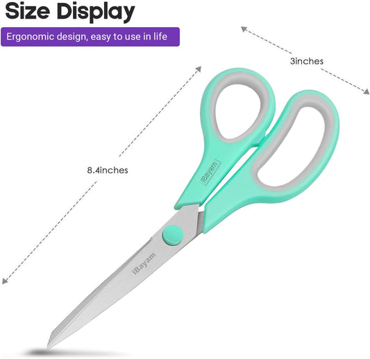 8'' Multipurpose Scissors 3-Pack – Sharp, Heavy Duty for Home, Office, School & Sewing
