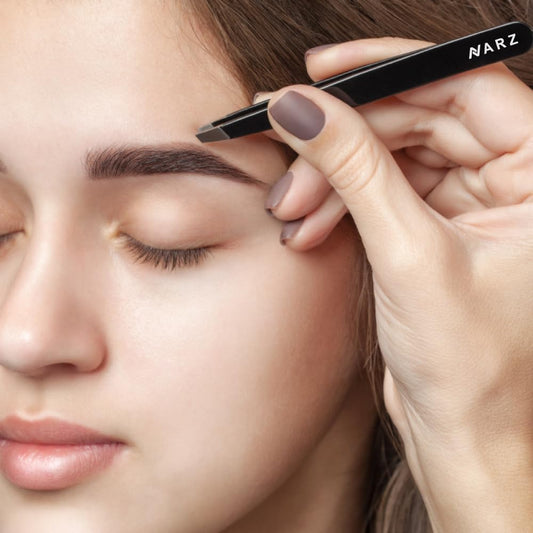 NARZ Stainless Steel Precision Tweezers Set (4 pcs) for Facial & Ingrown Hair Care