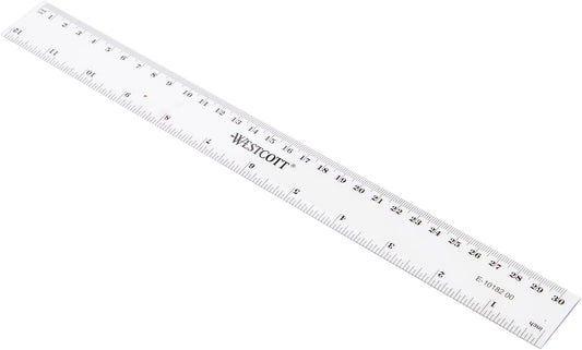 Westcott 6/12-Inch Clear Plastic Ruler – Durable, Lightweight, Easy-to-Read Measurements