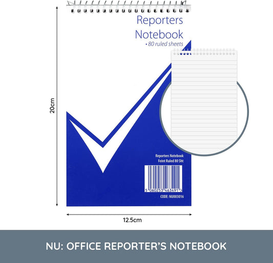 nu: Wirebound Reporter's Notebook – 80 Pages | Office Writing Pad | Spiral Notepad