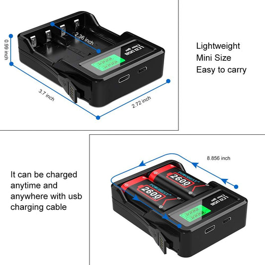 POWOBEST 2 * 6240mWh (2x2600mAh) Controller Battery Pack for Xbox Series X/S, Xbox One, Large Capacity Controller Battery Pack with LED Indicator