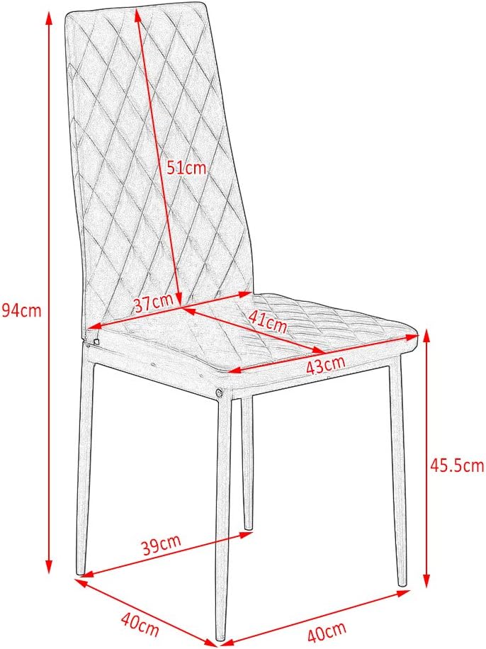 Diamond Dining Chairs,Faux Leather Metal Legs High Back Seat Home Kitchen Dining Room Chairs (8, Black)