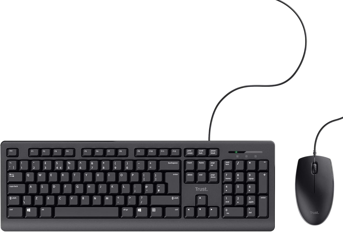Trust Taro Wired Keyboard & Mouse Set ā USB, Quiet, Spill-Proof, Full-Size ā Black