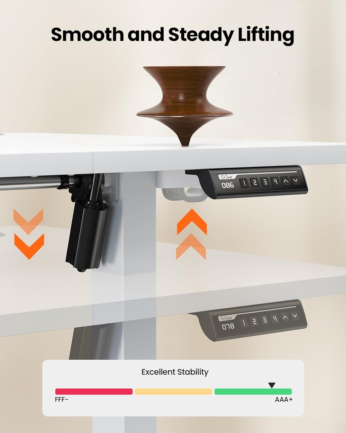 Electric Height Adjustable Standing Desk with 4 Memory, Smart Panel, Home Office