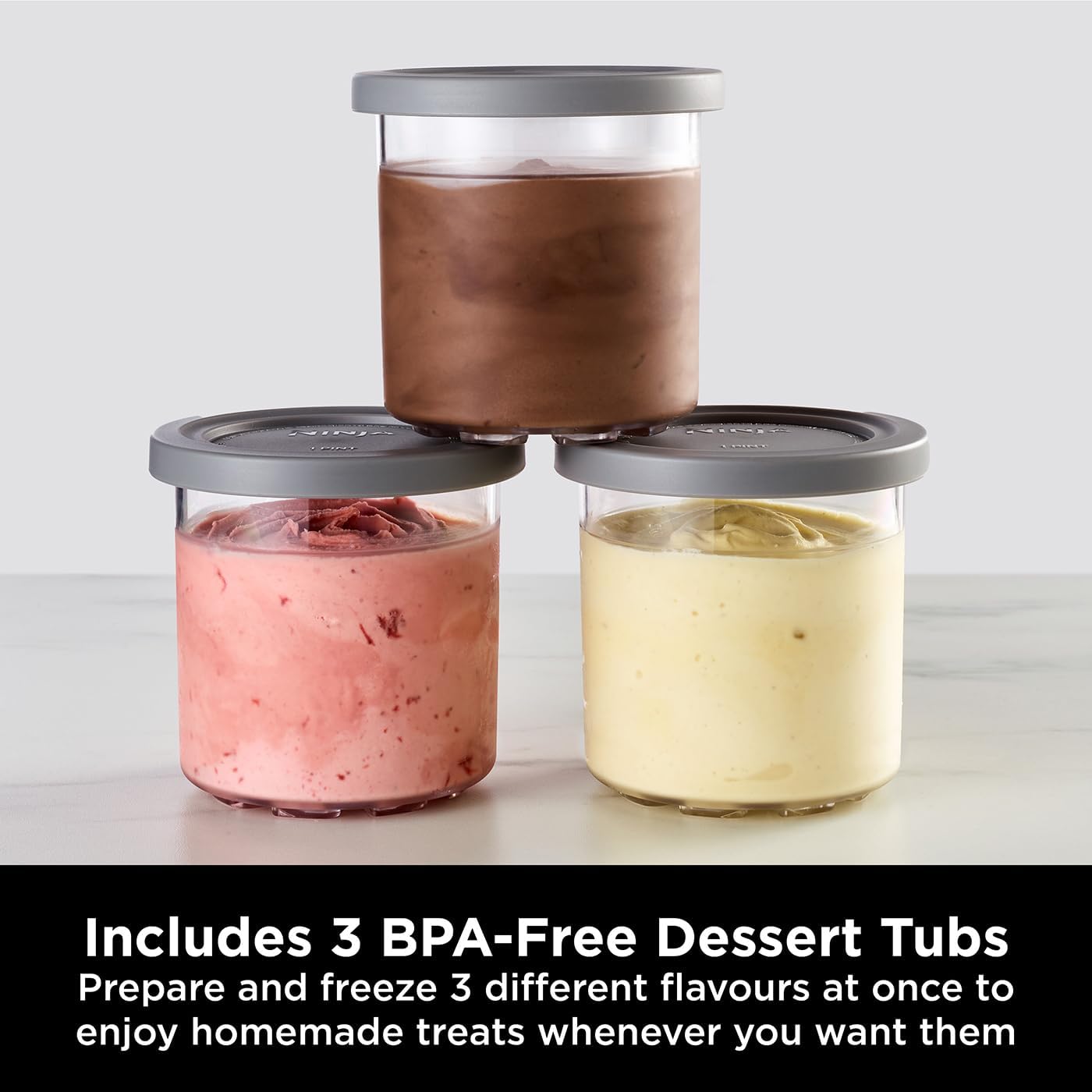 Ninja CREAMi Ice Cream & Dessert Maker โ 7-in-1, 3 Tubs, 1.4L, Black/Silver