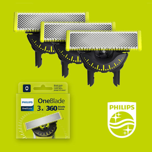 Philips OneBlade 360 Replacement Blades – 3 Pack, Fits Hybrid Trimmer QP430/60