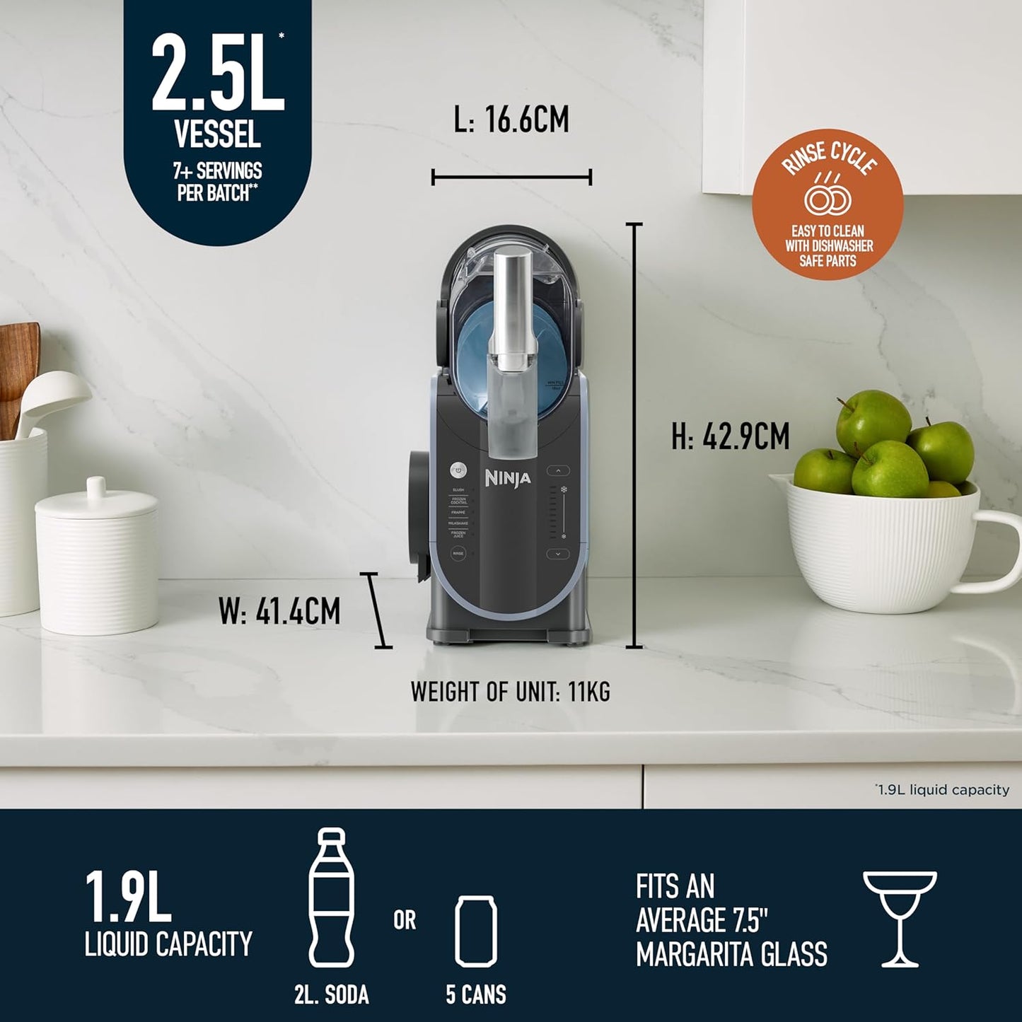 Ninja SLUSHi Frozen Drink Maker β Slush, Milkshakes, Cocktails & Frappe, 1.9L, Blue