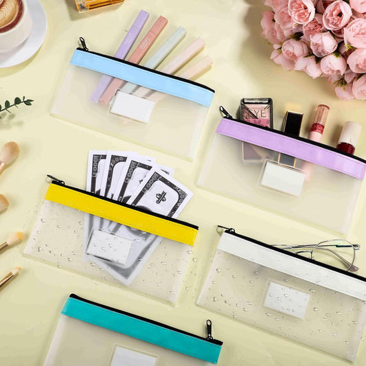 6 PCS Money Wallet for Cash, 20 * 10cm Money Bags with Slot Money Pouch Clear Cash Envelopes for Cash Check Receipt Organizer