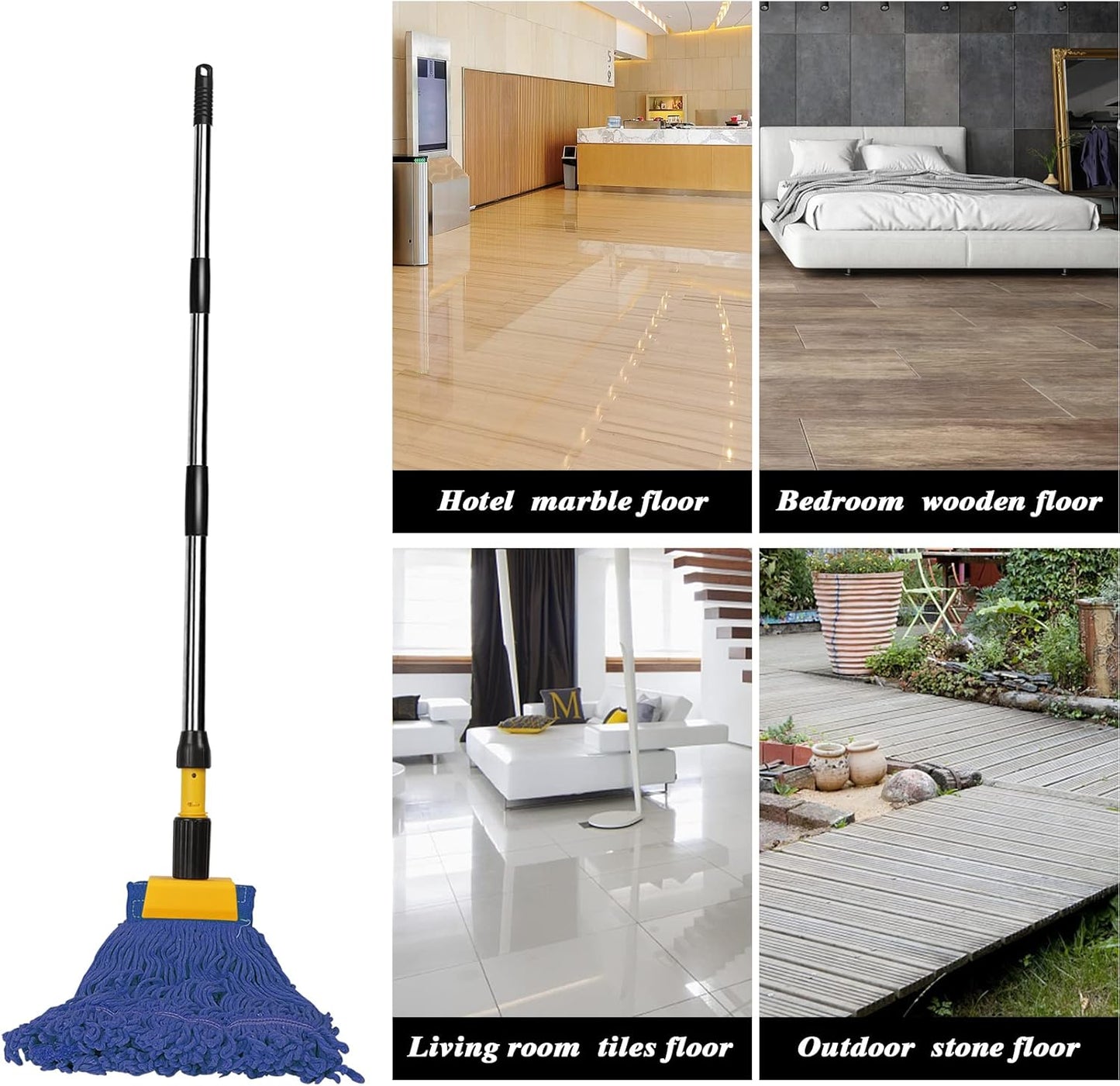Heavy Duty Commercial Mop with 2 Heads & 120cm Steel Handle β Wet Floor Cleaning