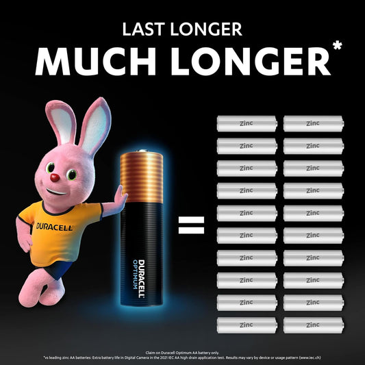 Duracell Optimum AA Batteries 4-Pack | 1.5V Alkaline | 200% Extra Life & Power