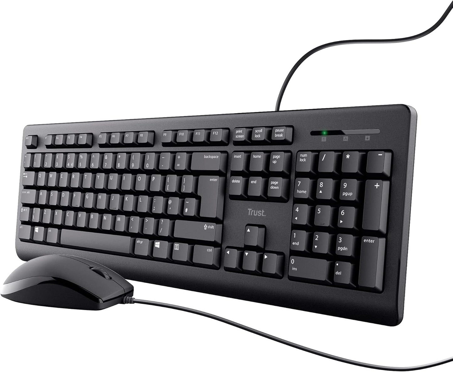 Trust Taro Wired Keyboard & Mouse Set ā USB, Quiet, Spill-Proof, Full-Size ā Black