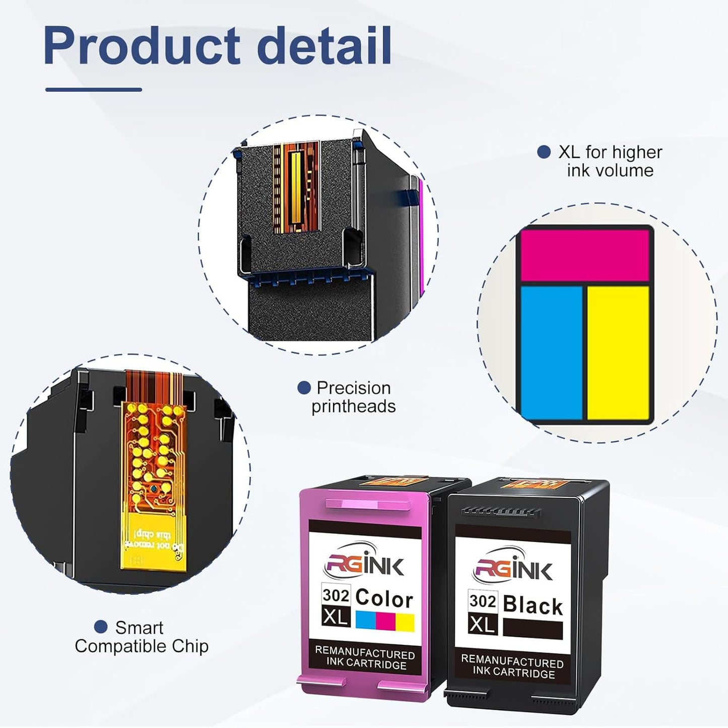 302XL Ink Cartridge Combo for HP 302 – Compatible with Envy, OfficeJet & DeskJet Printers