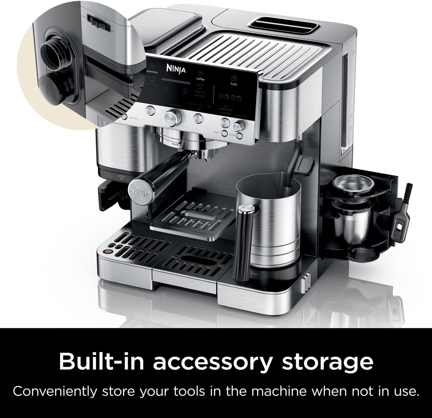 Ninja Luxe 3-in-1 Coffee Machine with Grinder & Frother – Espresso, Latte, Cappuccino & Cold Brew