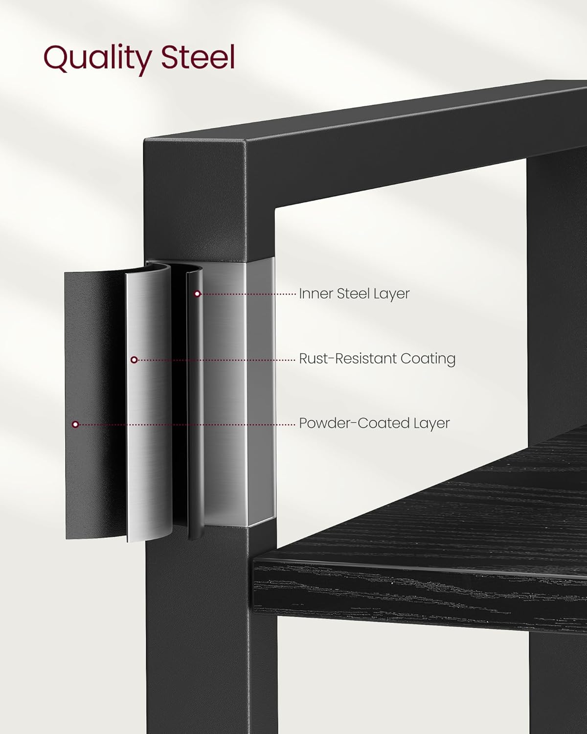 VASAGLE 6-Tier Industrial Bookshelf – Ebony & Ink Black Bookcase for Home & Office 30 x 80 x 186 cm