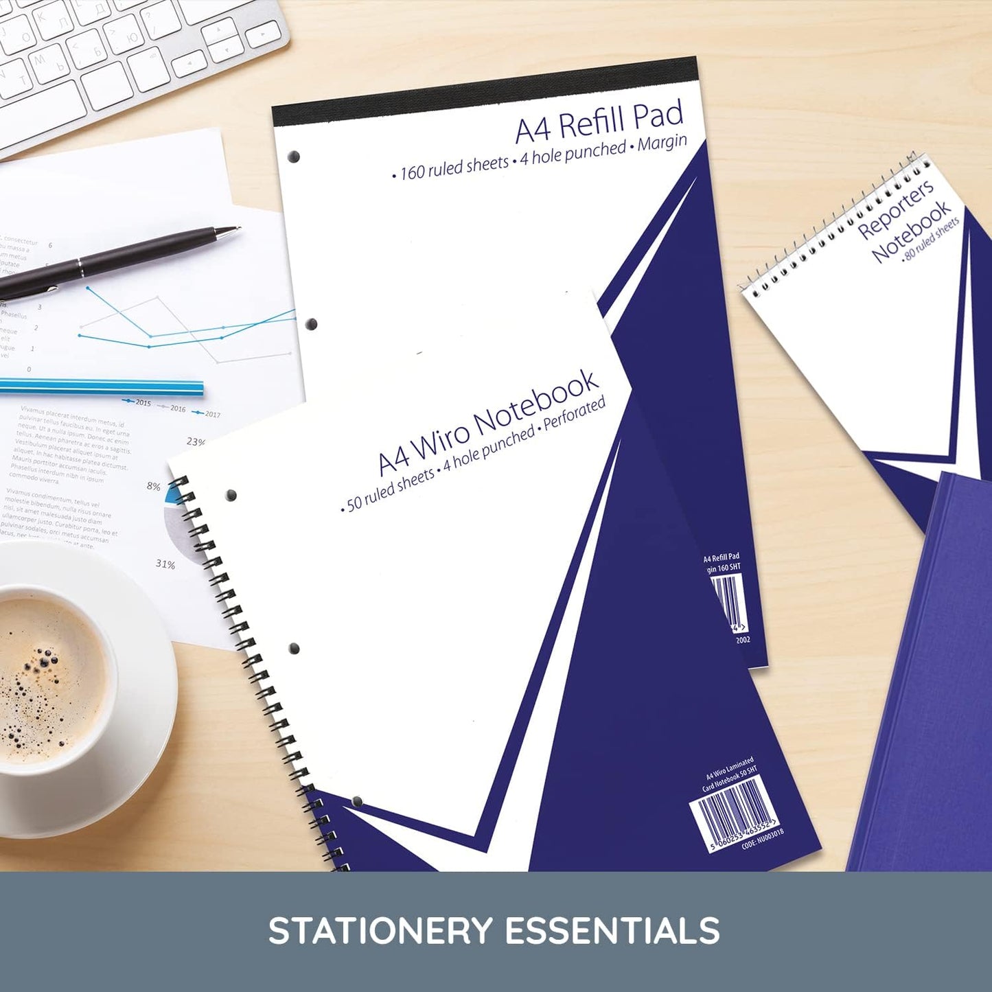 nu: Wirebound Reporter's Notebook β 80 Pages | Office Writing Pad | Spiral Notepad