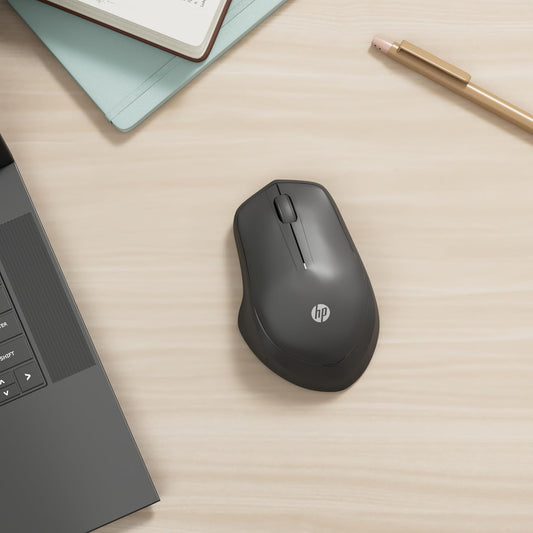 HP 280 Silent PC Wireless Mouse, HP Blue Optical Technology, 1600 DPI to track precisely on any surface, 90% noise reduction, Comfortable & Ergonomic Design, USB A Dongle Included, Black