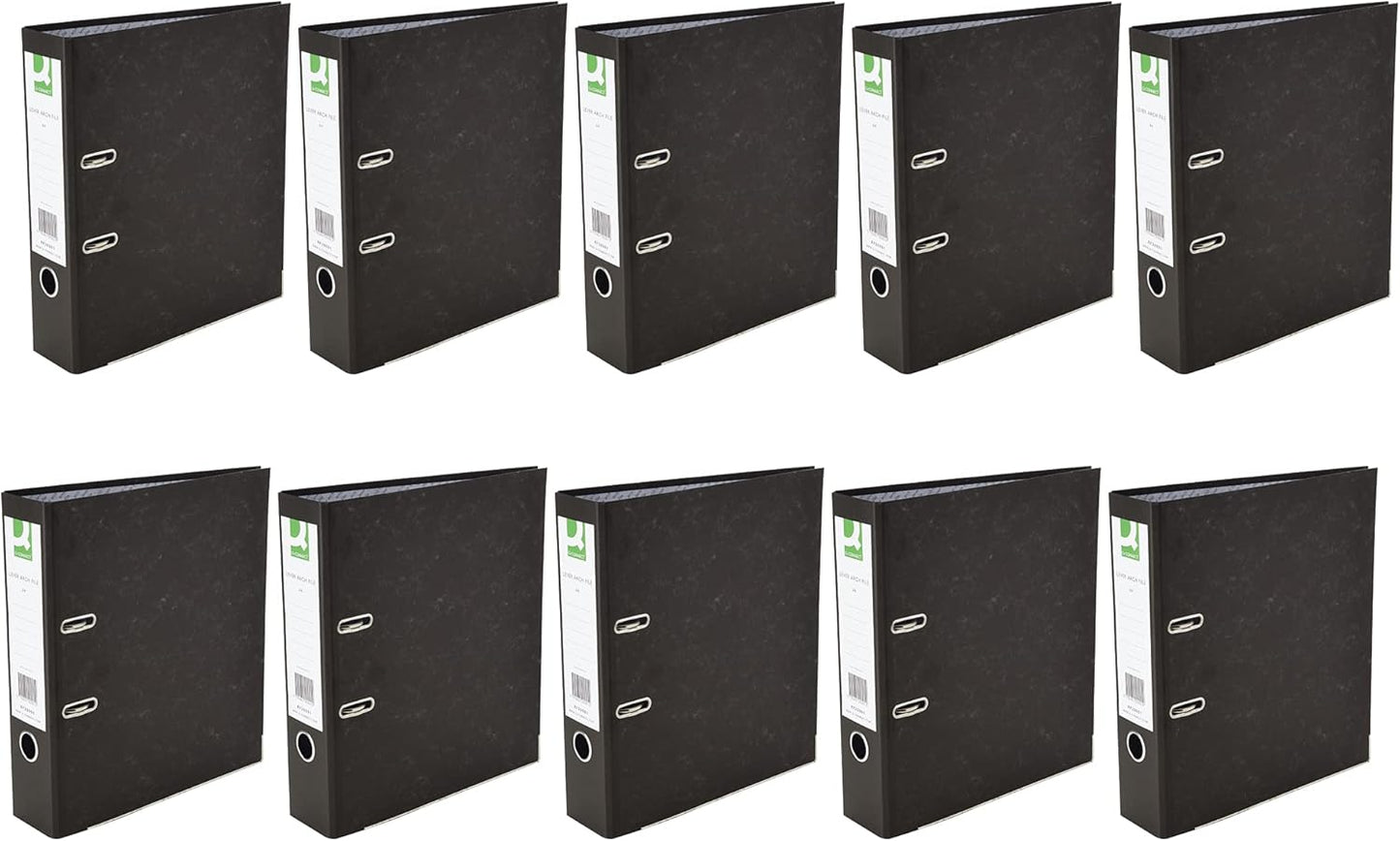 Q-Connect A4 Lever Arch Files Black β 10 Pack Durable Ring Binder Office Folder