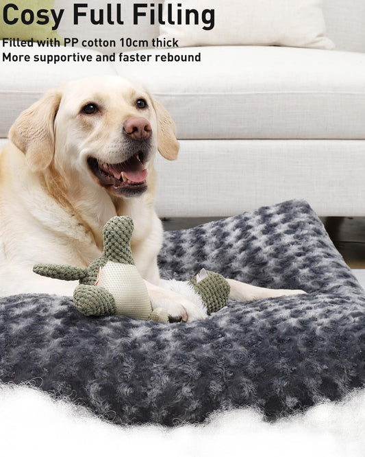 KSIIA Large Washable Dog Bed – Anti-Anxiety Crate Mat with Non-Slip Bottom, 90x60cm