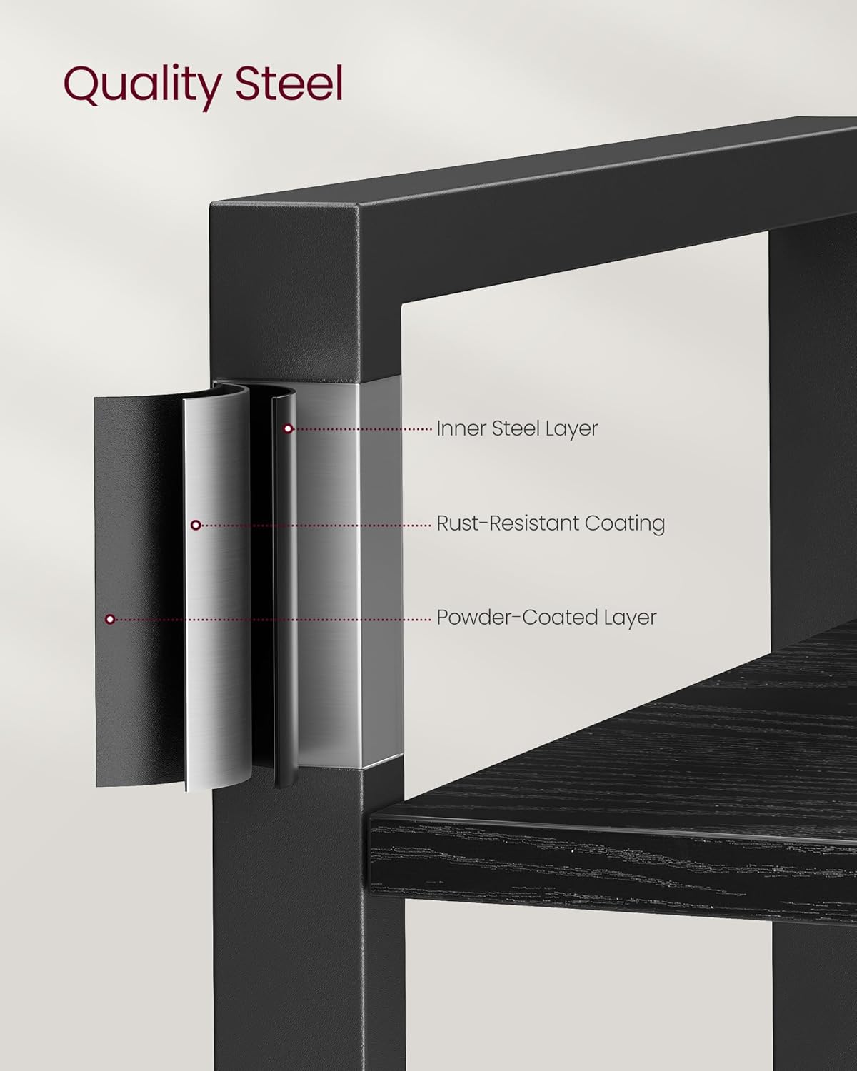 VASAGLE 6-Tier Industrial Bookshelf – Ebony Black Metal Bookcase for Home & Office 30 x 66 x 186 cm