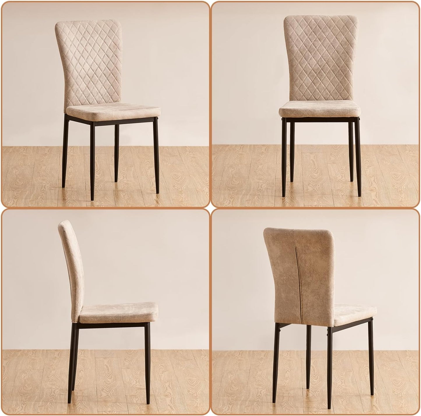 Modern Upholstered Dining Chairs Set of 4/6/8 – High Back, Metal Legs, Multi-Color