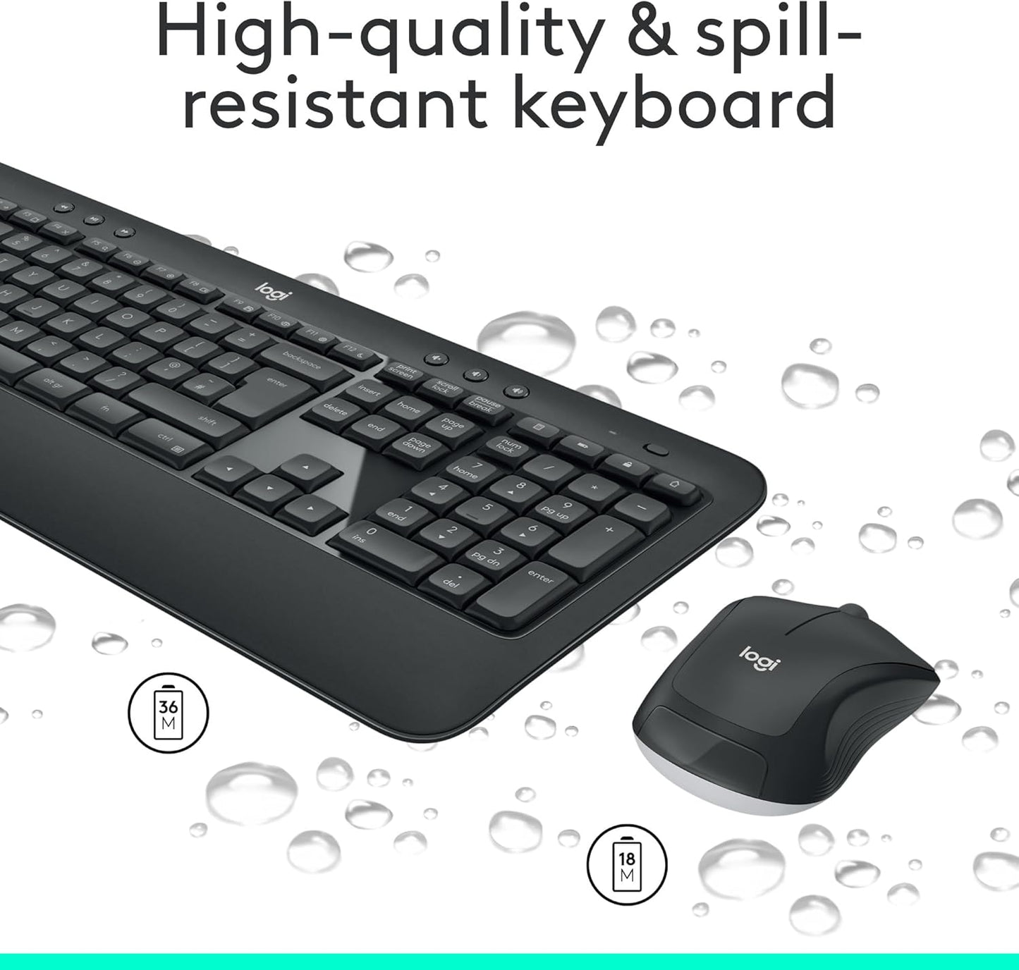 Logitech MK540 Wireless Keyboard & Mouse Combo โ Long Battery, USB Receiver โ Black