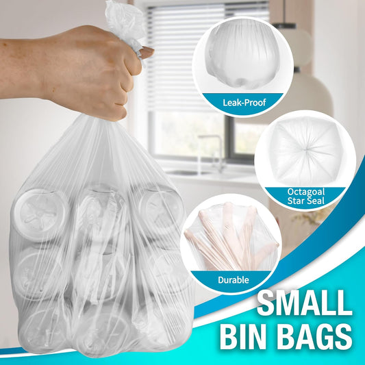 PANSUN 100 Small Trash Bags 10L – Unscented Bin Liners for Bathroom & Kitchen