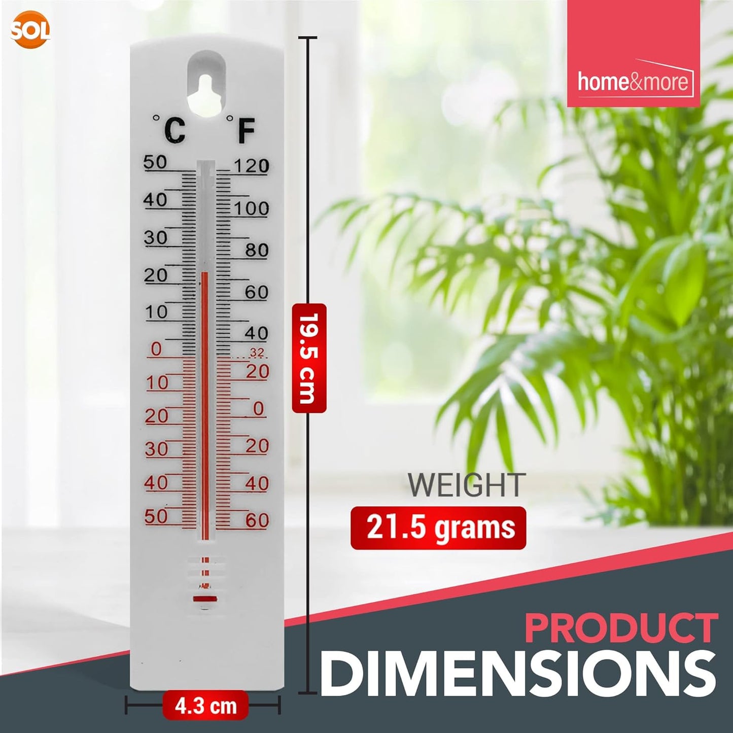 2-Pack Wall Thermometer – Indoor/Outdoor Temp Monitor, Easy Mount, Accurate Reading