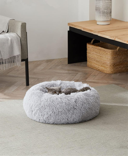 Calming Donut Dog Bed – Soft, Fluffy, Self-Warming, Washable Pet Bed for Dogs & Cats