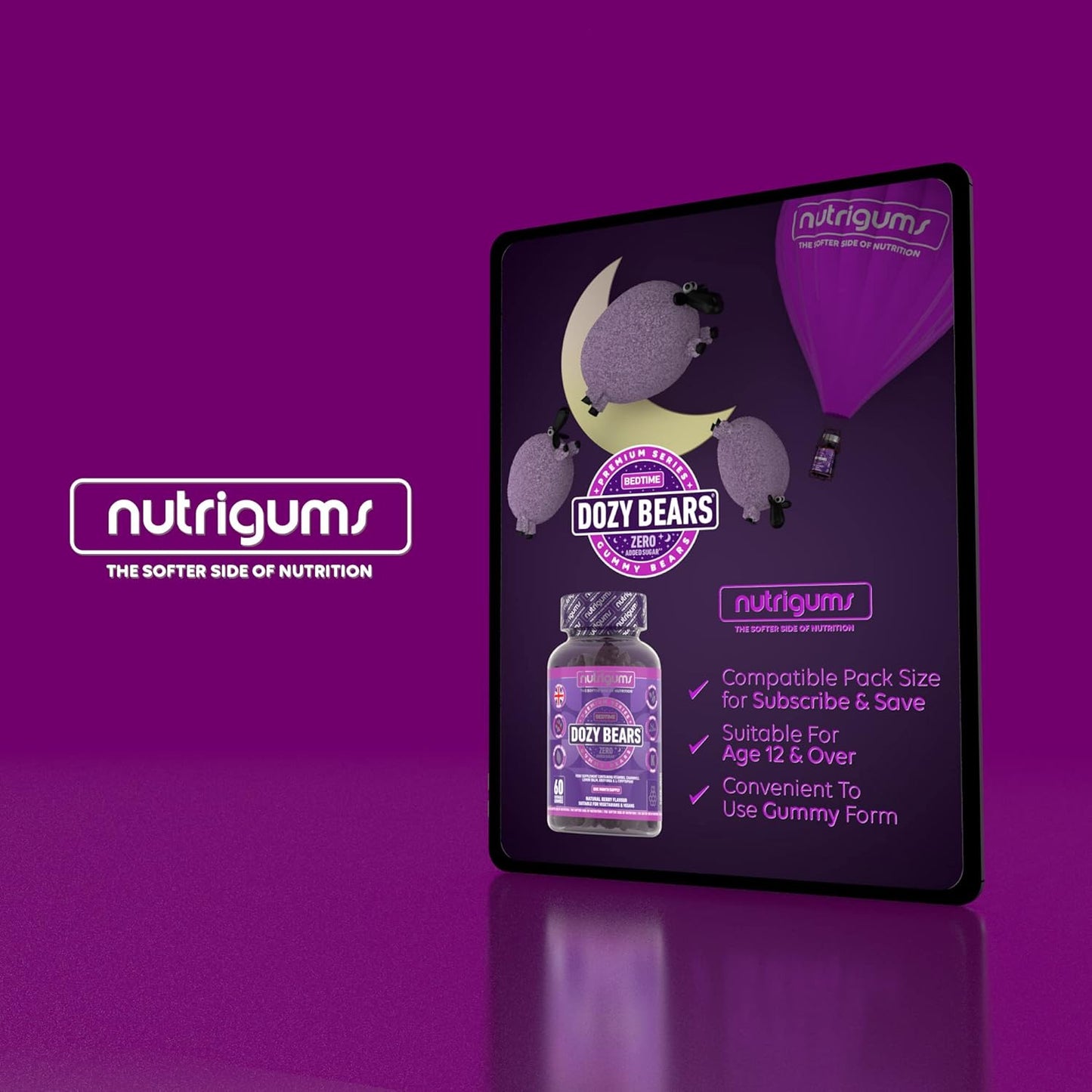 Sleep Support Gummies with 5-HTP, L-Tryptophan & Vitamins β Vegan, Berry Flavor, 60 Ct