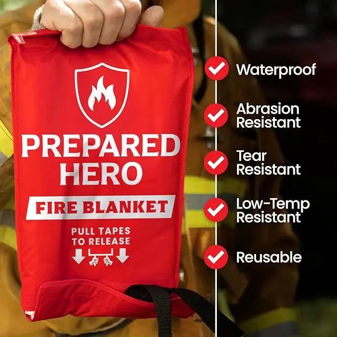 Pack of 17 - Emergency Fire Suppression Blanket 40” x 40” Fiberglass Fire Blanket for Home & Kitchen