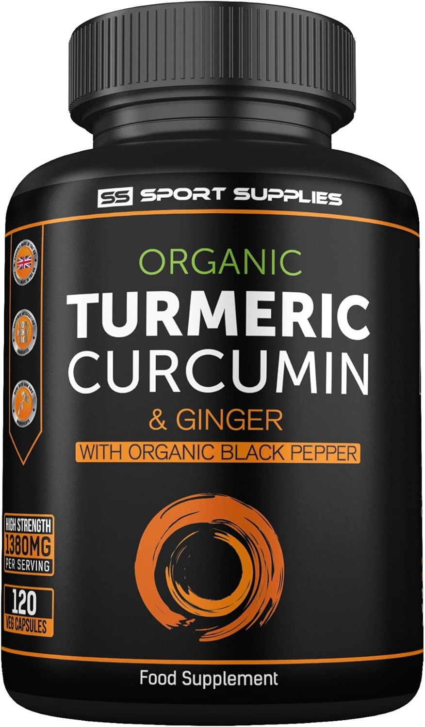 Organic Turmeric Capsules 1380mg with Ginger & Black Pepper β High Strength Curcumin