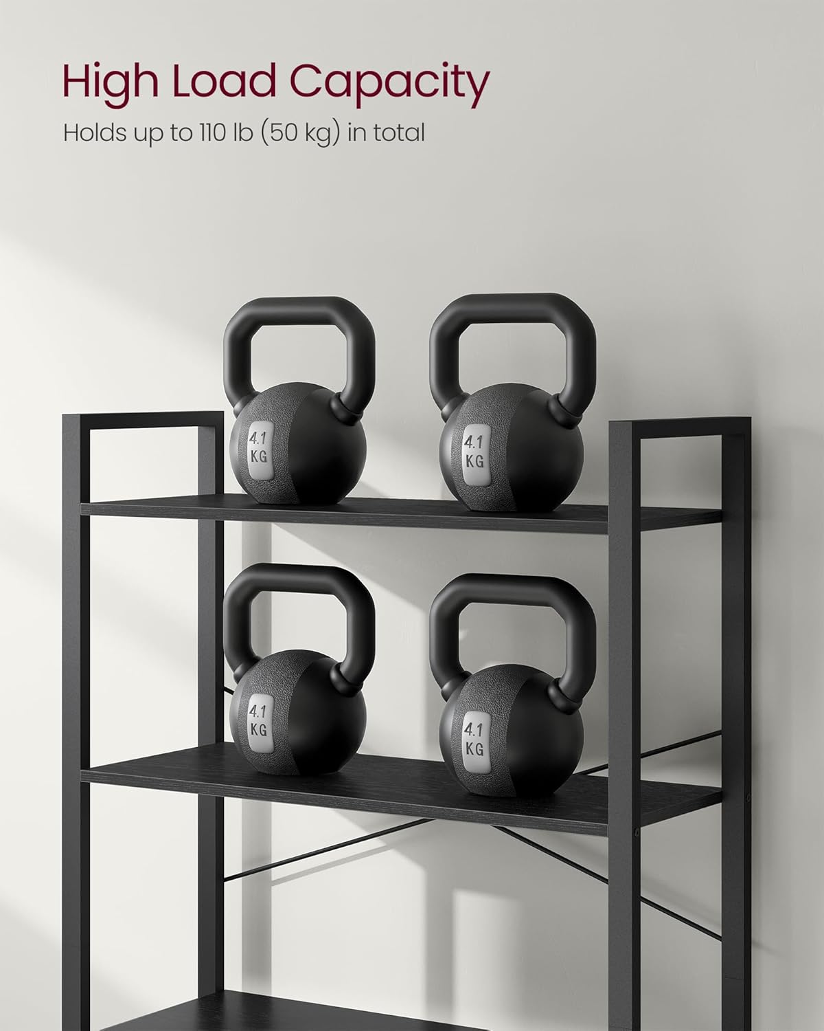 VASAGLE 6-Tier Industrial Bookshelf – Ebony & Ink Black Bookcase for Home & Office 30 x 80 x 186 cm