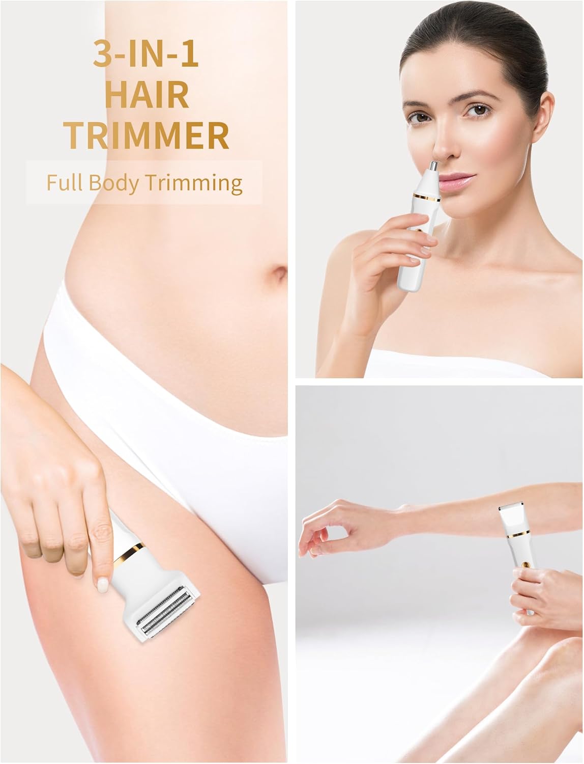 3-in-1 Lady Shaver & Bikini Trimmer – Waterproof, Painless Razor for Body & Face